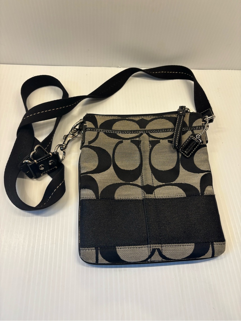 Coach Black and Tan Signature Crossbody Bag